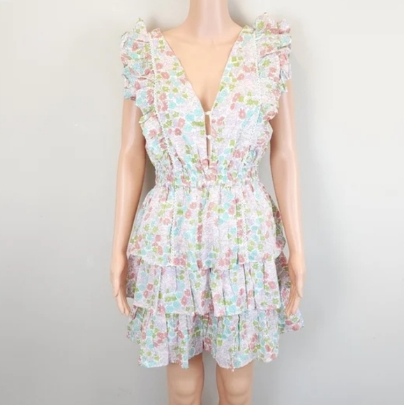 Love The Label Floral Cotton Layered Mini Dress - Picture 11 of 12